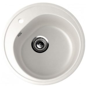 Chiuveta Rotunda De Bucatarie, Alba, Compozit Marmura