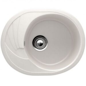 Chiuveta Ovala Pentru Bucatarie Ulgran, Compozit Marmura, Culoare Alb - Crem