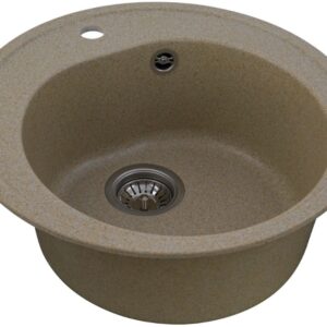 Chiuveta rotunda bej de bucatarie Elefant Premium Luna, compozit granit