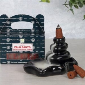 Set 24 Conuri Backflow Fum Curgator Palo Santo - Suport Cascada Conuri