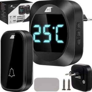 Sonerie Wireless Neagra Cu Termometru, 52 Sunete