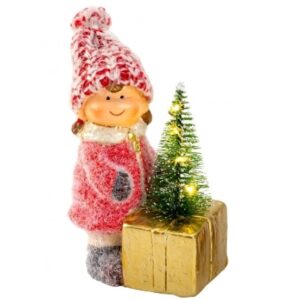 Decoratiune De Craciun Fetita Cu Cadou Si Brad - Cadouri Mos Craciun, Secret Santa