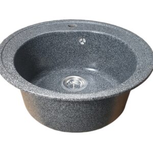 Chiuveta rotunda de bucatarie Premium Luna, grafit, compozit granit