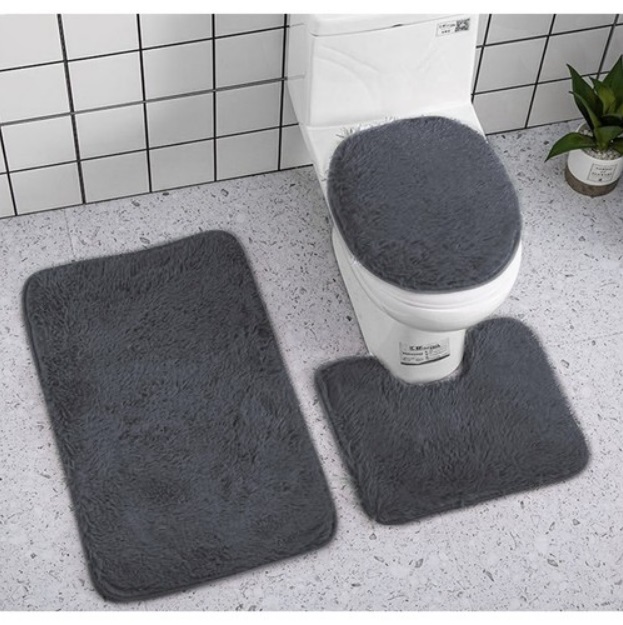 Set 3 covorase pentru baie, culoare gri