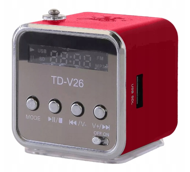 Mini Boxa Cu Radio FM, Acumulator Si Antena, Rosu, Radio cu Baterii