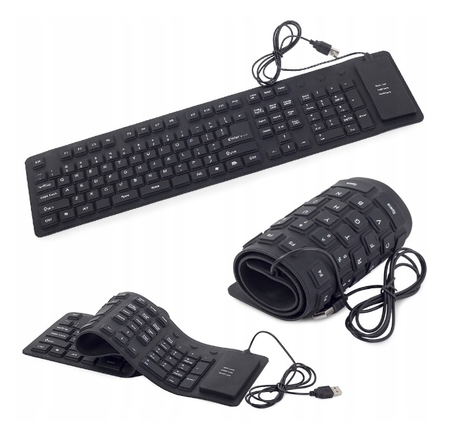 Tastatura neagra flexibila din silicon pentru laptop sau PC