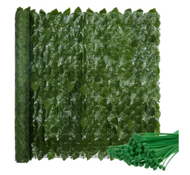 Gard decorativ cu frunze artificiale 300 x 50 cm