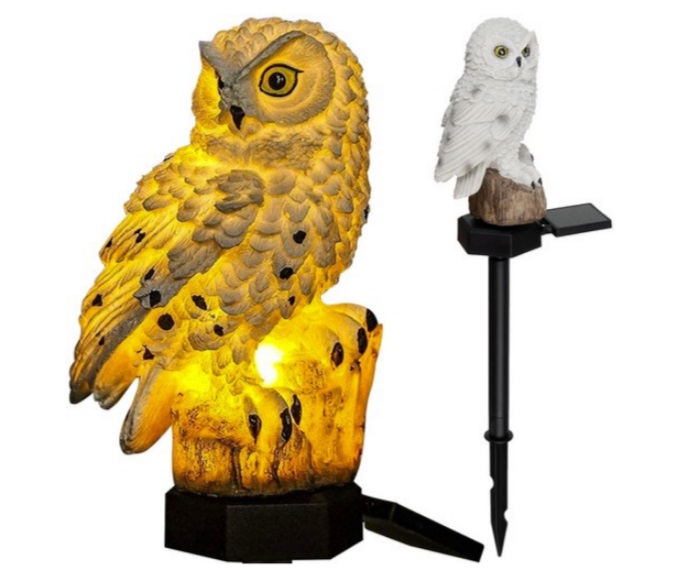 Lampa solara bufnita pentru exterior, gradina sau curte